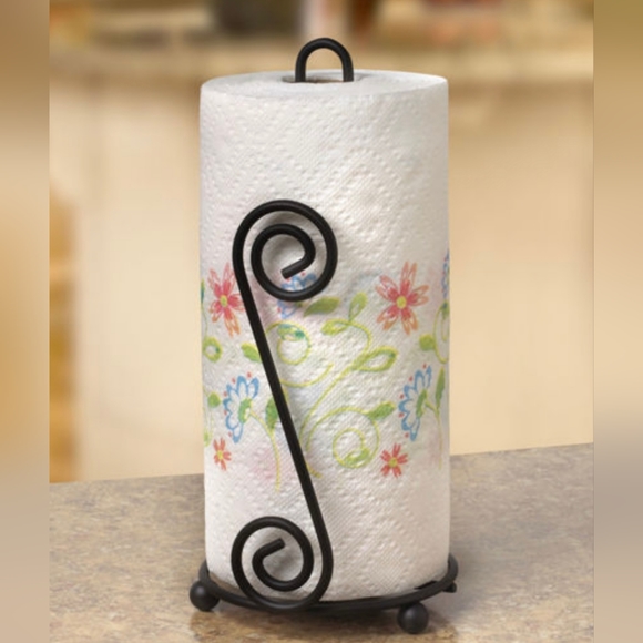 Scroll Paper Towel Holder Black metal 13" tall x 6.5 w - Picture 5 of 6
